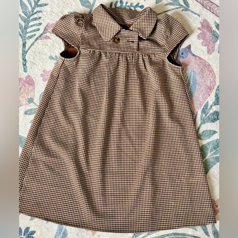 BRAND SPANKIN NWT Cider Tan & Brown Houndstooth A-Line Mini Dress (52" waist)